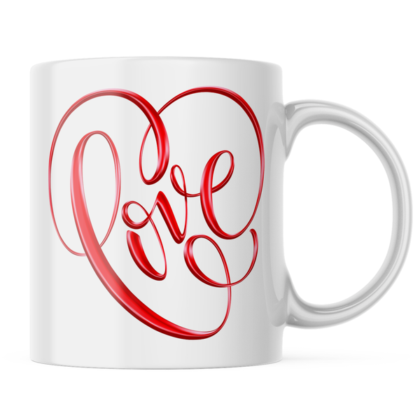 Ceramic Red love Mug - White - 11 OZ