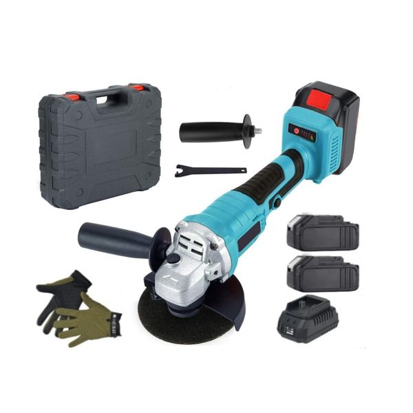 Cordless Rechargeable Angle Grinder Kit With Carry Case &amp; Protective Gloves