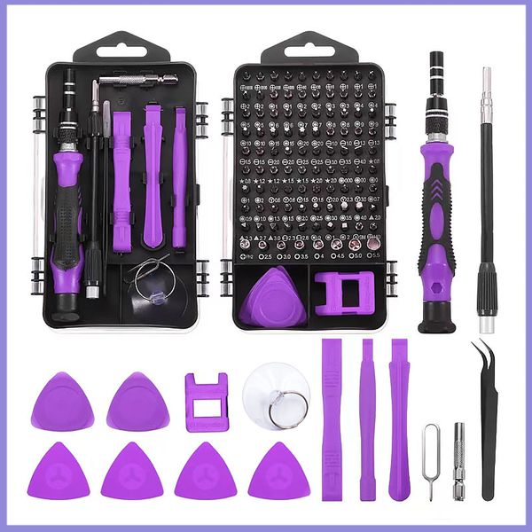 115 in 1 Precision Magnetic Screwdriver Set with Purple Handle