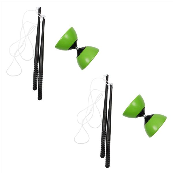 Plastic Bowl Diabolo Spinning Classic Toy With Hand Sticks Green