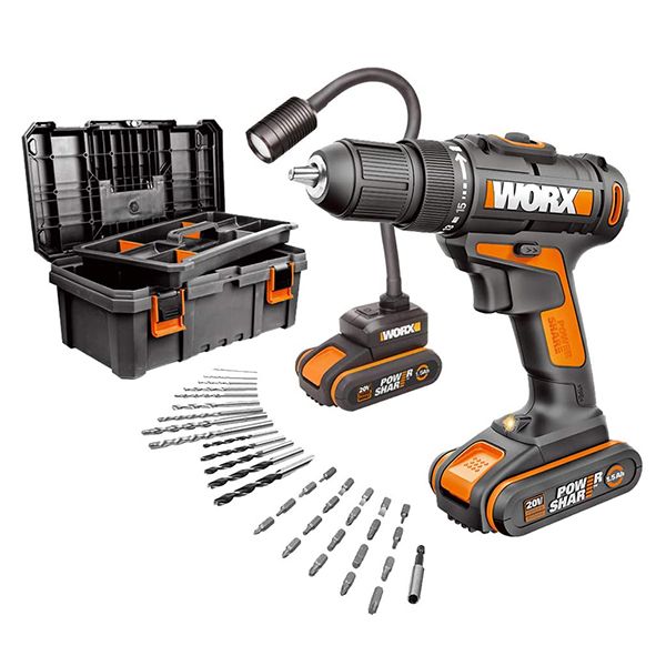 Worx Cordless 20V Impact Drill Light 2.0Ah Li Ion Kit Shop