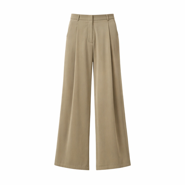 Wide-Leg Trouser - Khaki