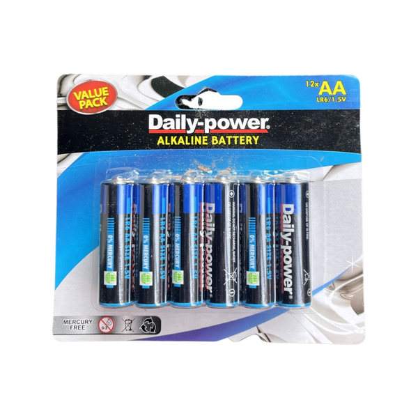 AA (Pack of 12 ) Daily Power batteries.