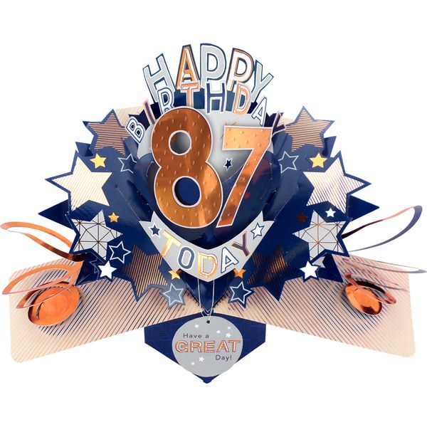 Happy 87th Birthday 3D Pop Up Card - Male