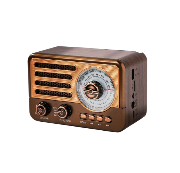 Retro Portable AM/FM/SW Radio with Bluetooth, MP3, USB &amp; TF Card Playback