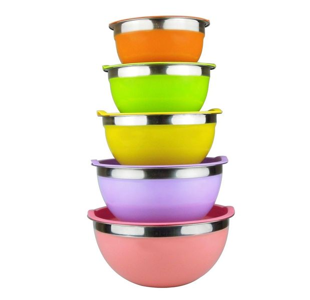 Raking Stainless Steel Mixing Bowls With Colorful Lids