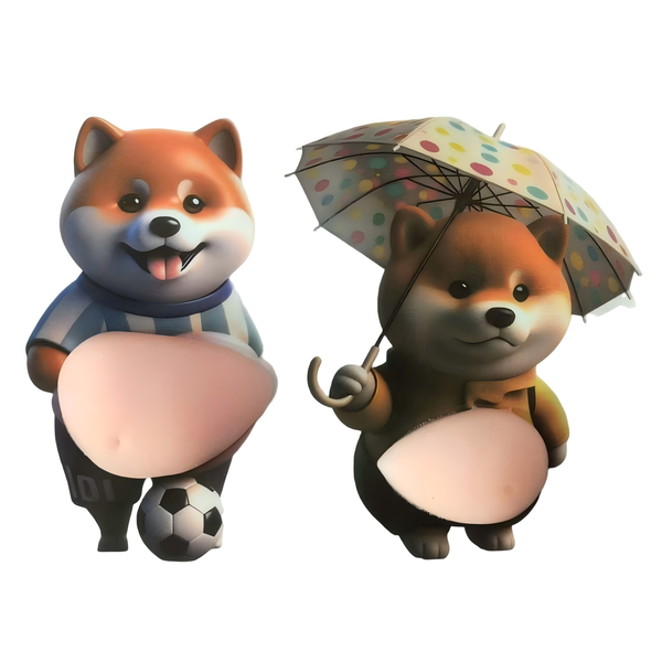 Stuff Box 3D Cute Dog Bumper Stickers Soft Silicone Stress Relief Toy