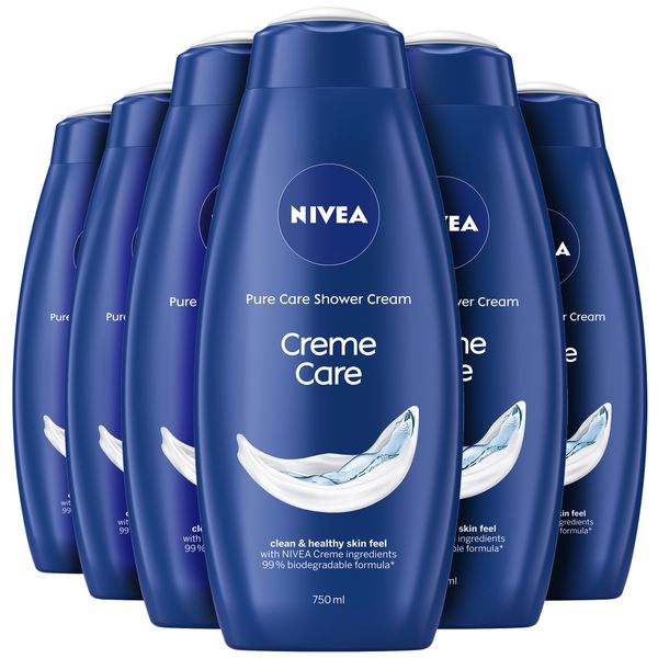 NIVEA Creme Care Shower Cream Body Wash, 6x750ml
