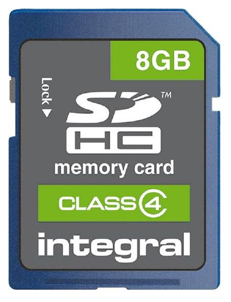 Integral (INSDH8G4V2) Flash Memory Card, SDHC Card, 8 GB