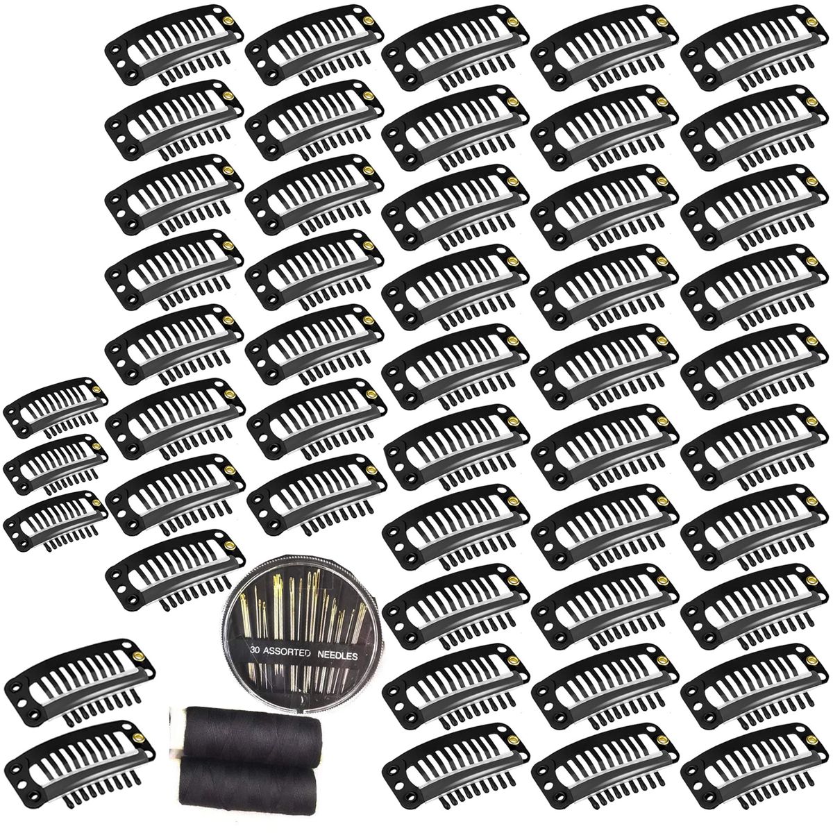 50 Pack Metal Wig Hair Extension Clips With 9 Teeth Steel Clipper