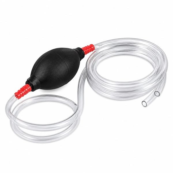 6FT Siphon Pump Manual Fuel Transfer Hose &amp; Rubber Bulb For Fuel,Water,Oil