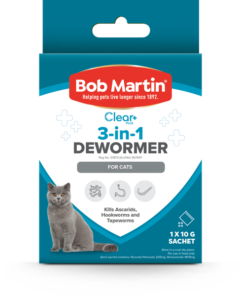 BOB MARTIN Clear+ 3-in-1 Dewormer Powder for Cats 10g