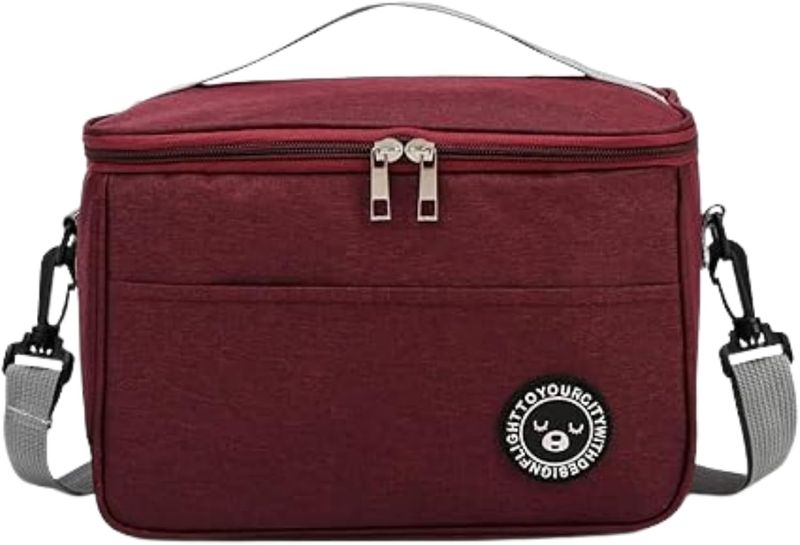 Red Waterproof Lunch Bag with Shoulder Strap - Cooler Bag (Medium)