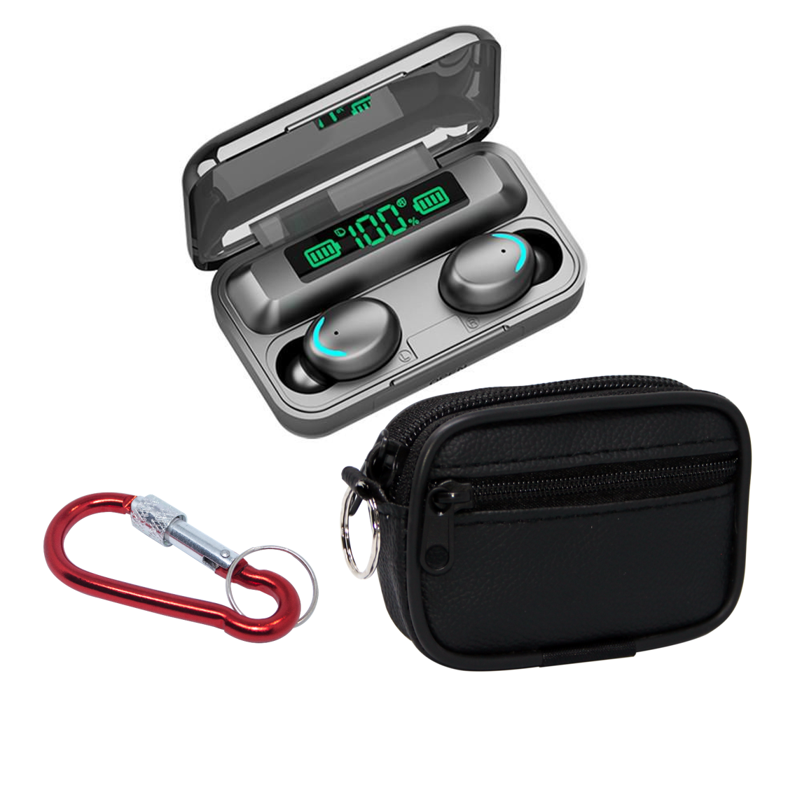 TSW F9 Bluetooth Wireless Earbuds with Charging Case, Leather Pouch