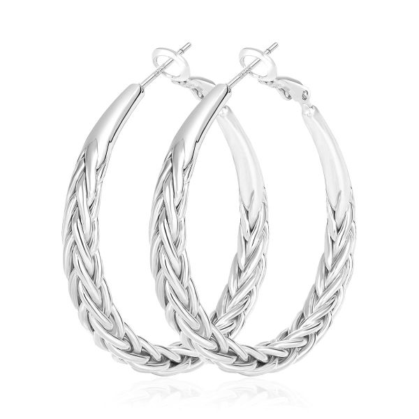 925 Sterling Silver Post Hoop,Hoop Earrings for Women Trendy 30 MM