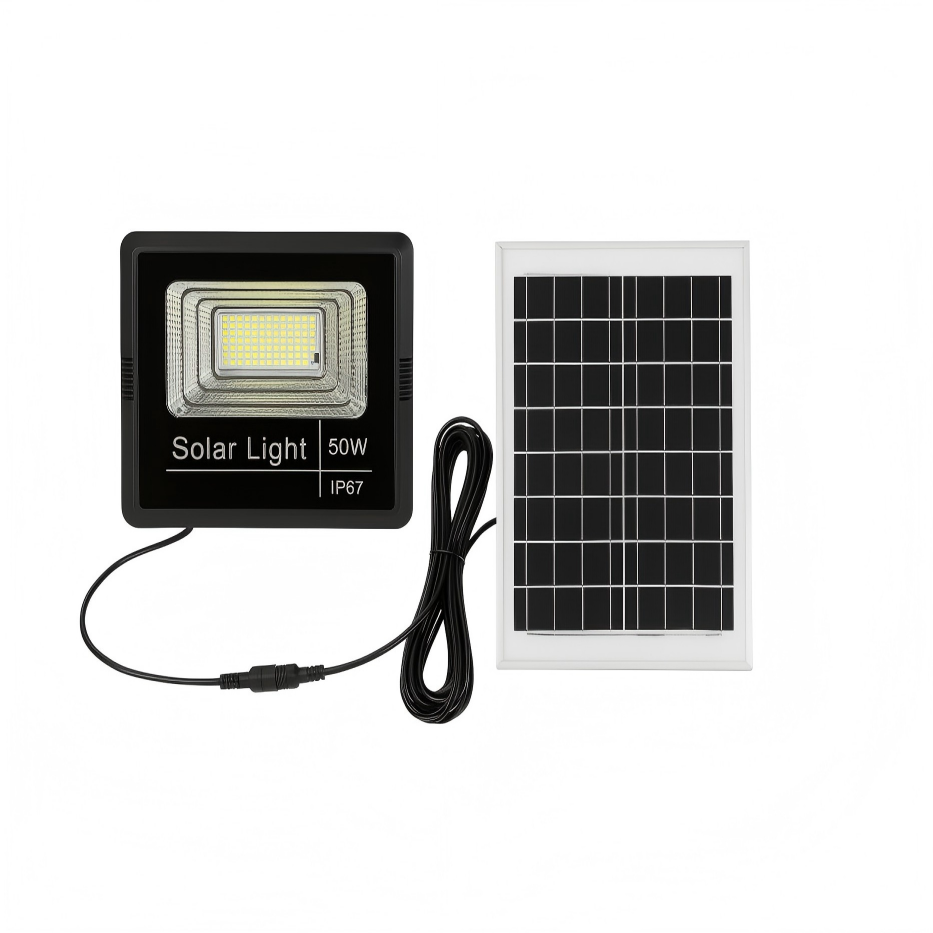 50W Solar LED Floodlight IP67 Waterproof Outdoor Light with Remote Control