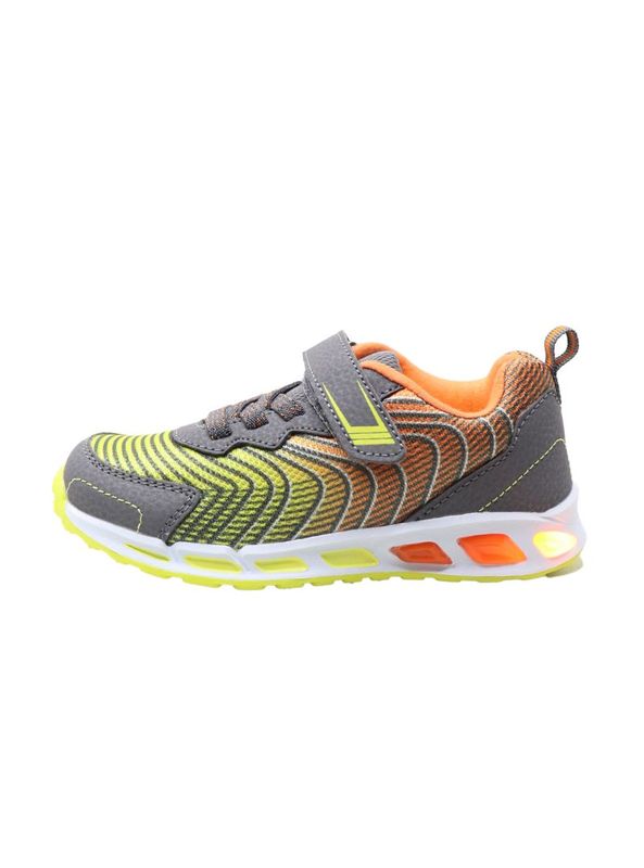 Kids Led Light Up Shoes - Grey/Orange/Yellow - Yellow / Orange - Boys ...