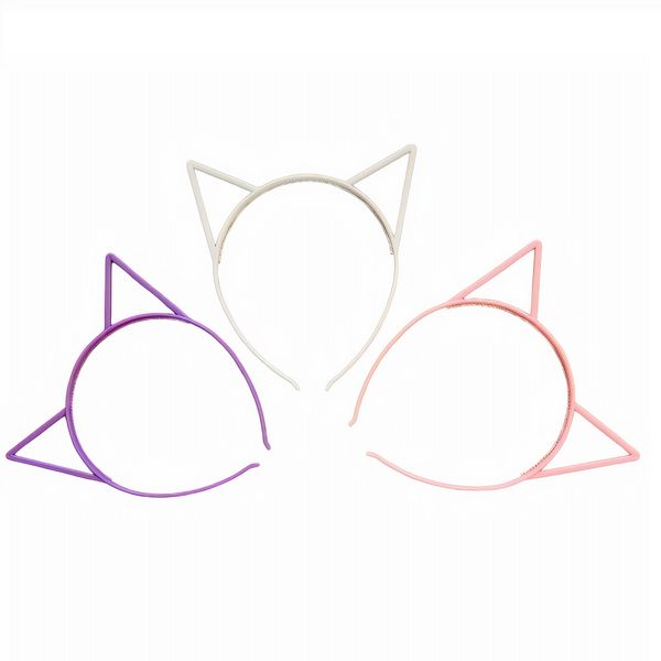 Plastic Cat Ears Alice Bands (Set of 3) Pink - Purple &amp; White