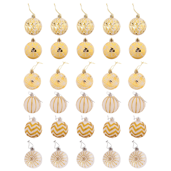 30Pcs Christmas Tree Decor High Qulity White Gold Ball Ornament Bauble Part