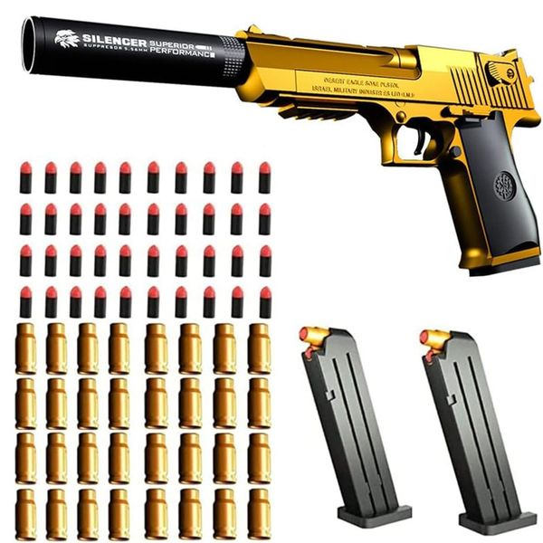 Fully Automatic Shell-Throwing Soft Toy Gun With Cartridges, 2pcs Magazine