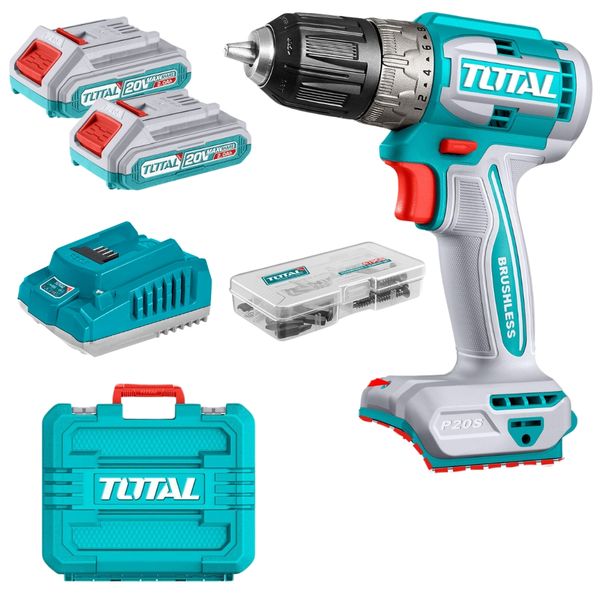 Total - 52Nm Lithium-ion Cordless Drill with 2 x 2Ah Battery and Charger
