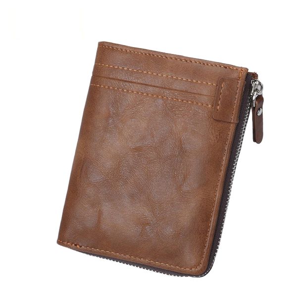 Men's Bifold Wallet with Secure Zipper