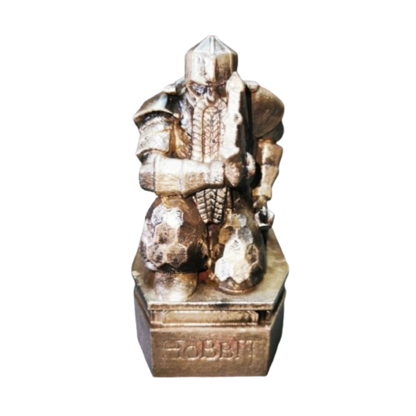 3D Printed Dwarf Statue - The Hobbit Hand-Painted Bronze Metallic Finish