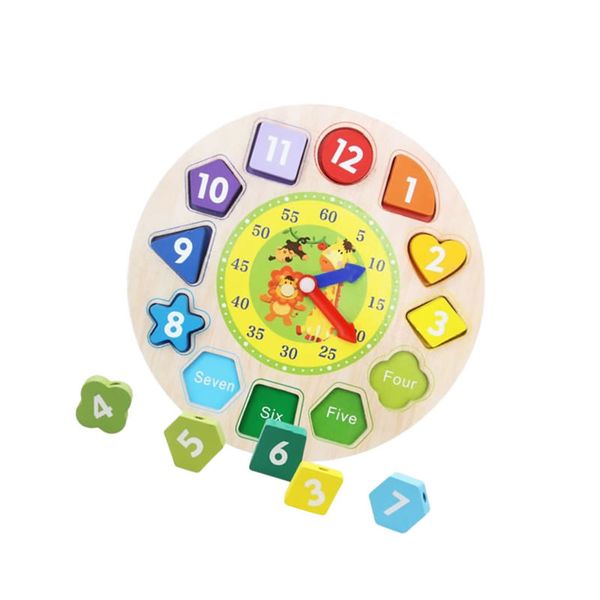 13 Piece Colorful Wooden Kid Clock