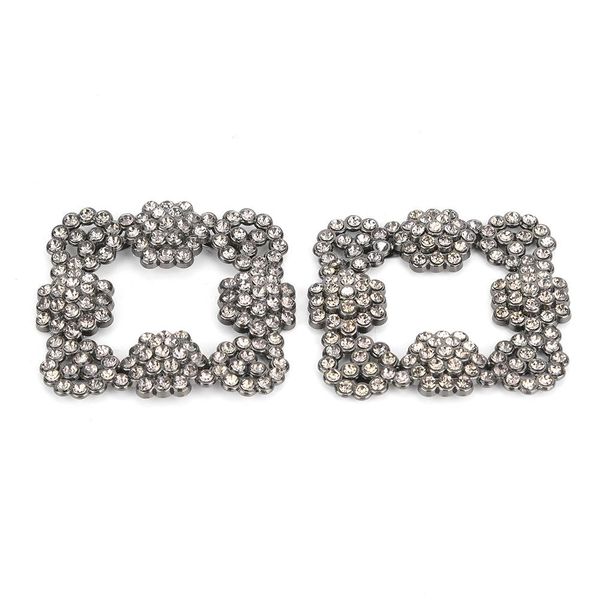 1 Pair Metal Rhinestone Crystal Shoe Clips Buckle #4 Purple Square