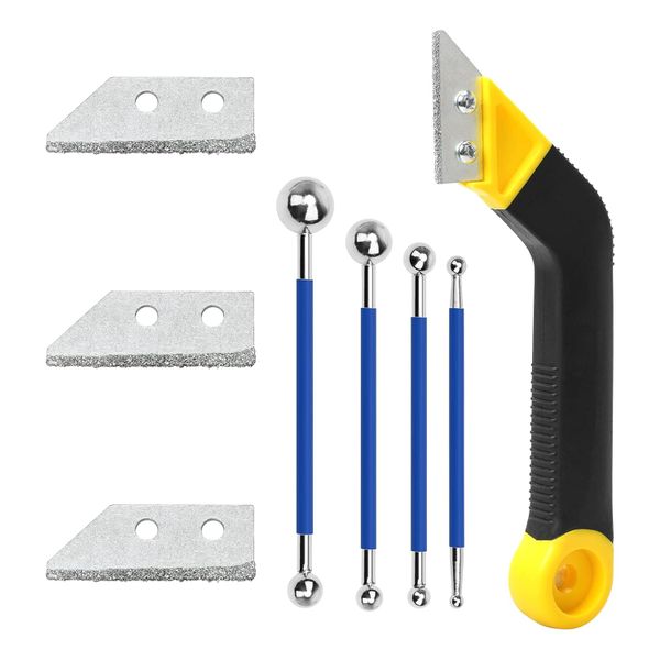 Tile Grout Saw Angled Grout Saw with 3PCS Extra Blades Replacement (j11)