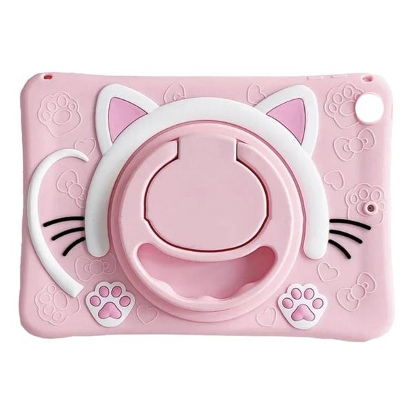 Kids Kitty Silicone Cover Compatible with 8.7" Samsung Galaxy Tab A9 Lite - Pink