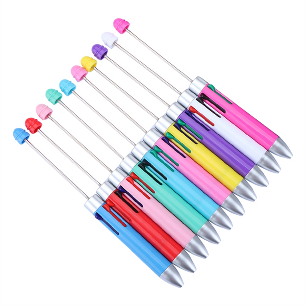 10Pcs DIY Business Four Color Refill Beaded Pen Cute Beadable