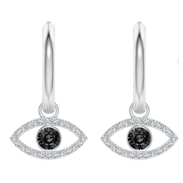 Stella Luna Evil Eye Hoop Earring -Swarovski Silver Night Crystal