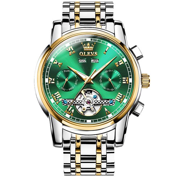 Watches for Men Calendar Luminous Waterproof Automatic Men's Watch Tonneau