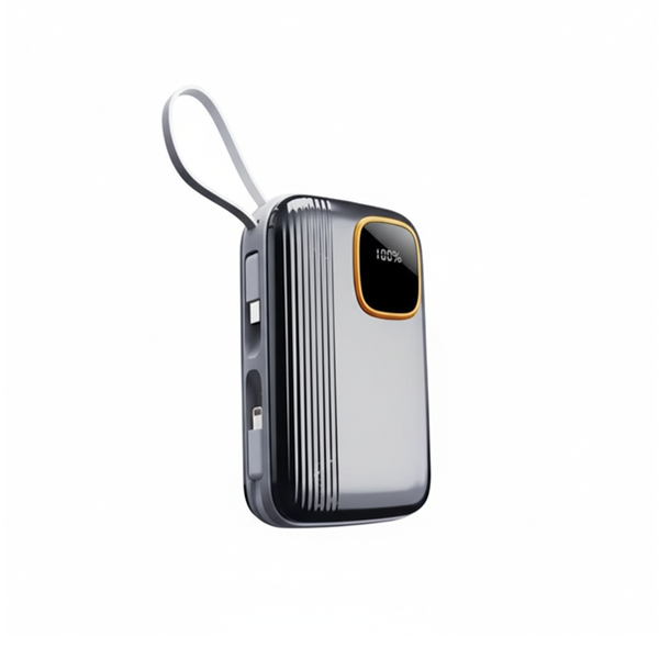 Portable Mini Power Bank with Built-in Cables, Cute Compact Design