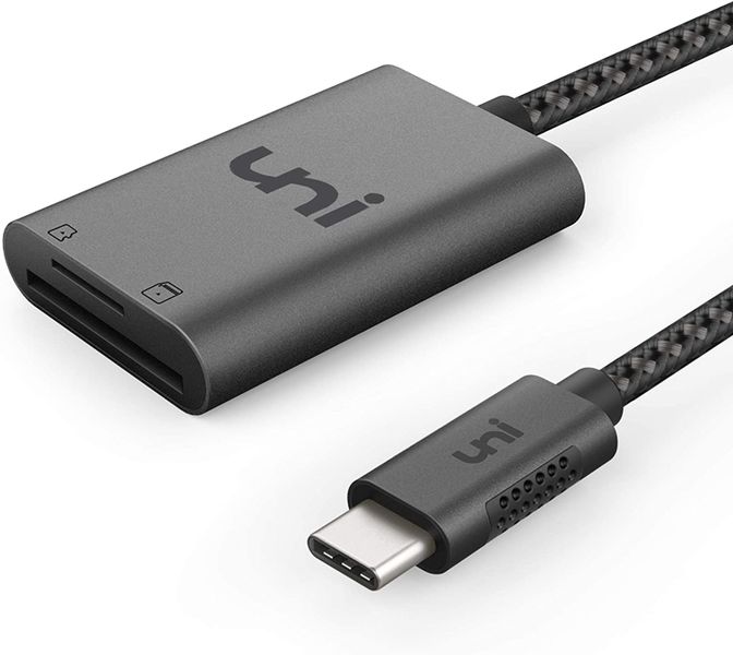 Uni USB C SD Card Reader with Micro SD, Thunderbolt 3 - Space Grey