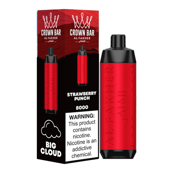 Al Fakher - Crown Bar 8000 puff rechargeable/dispos vape - Strawberry Punch