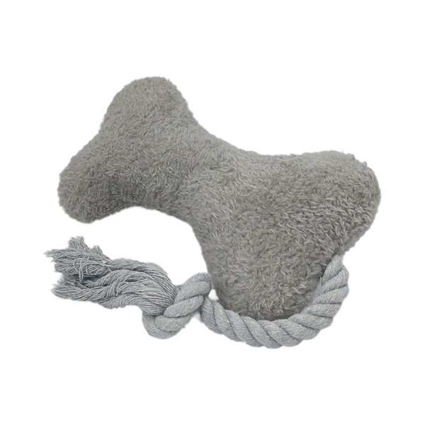 GNH Interactive Pet Squeaky Plush Toy - Bone With Rope