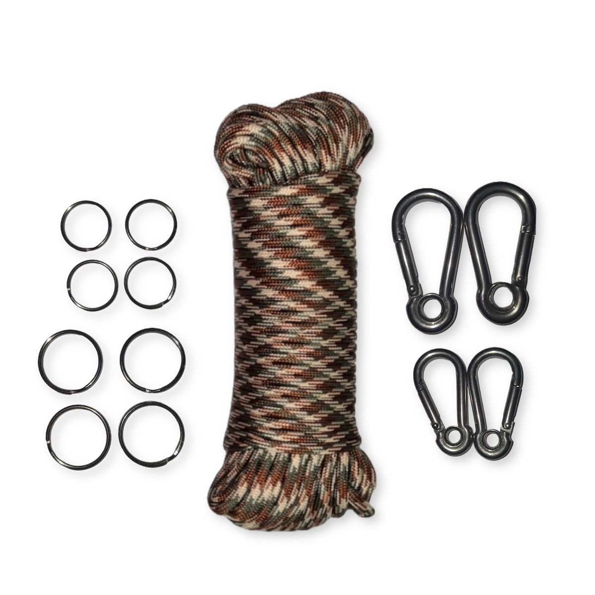 DIY Keyring Kit - 15m Paracord, Stainless Steel Snap Hooks, and Rings