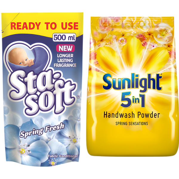 Sunlight Hand Washing Powder 3kg + Sta-Soft Refill Fabric Softener 500ml