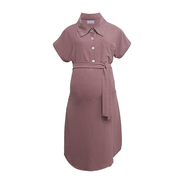 Hannah Grace Maternity Pink Shirtwaist dress