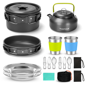Topika 17pcs Camping Cookware Set Camp Utensils for Outdoor