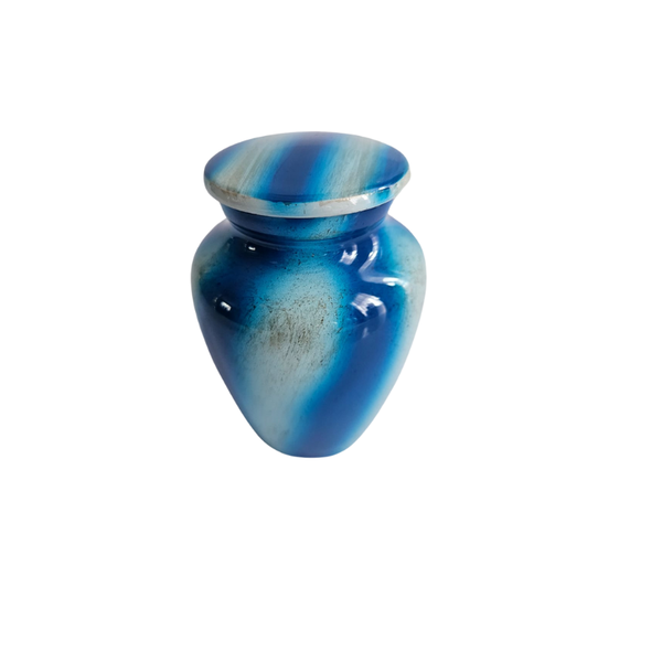 4 Pieces Blue Swirl Aluminium Memorial Keepsake Cremation Urn For Ashes