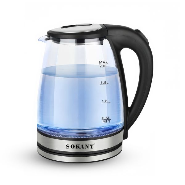 Sokany Electric Kettle 2.0L 1500W Glass Body LED