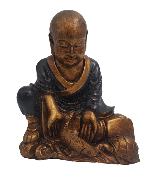 Fish with Shaolin Buddha ornament - 18cm