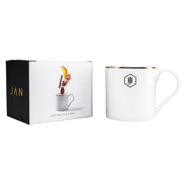 JAN - Gold Rimmed Coffee Mug in a Gift Box Set of 4