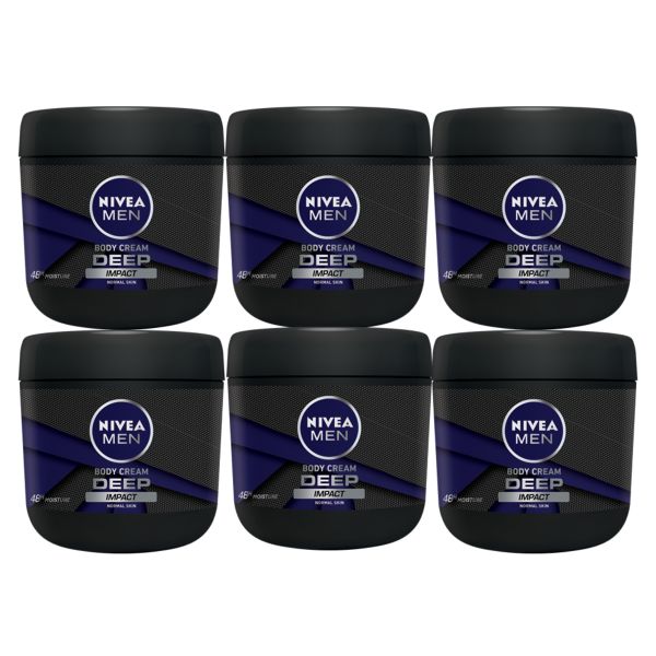 NIVEA MEN Deep Impact Body Cream with Black Carbon, 6x400ml