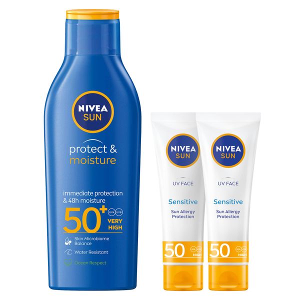 NIVEA SUN Sensitive Bundle Face and Body Care Set, Pack of 3