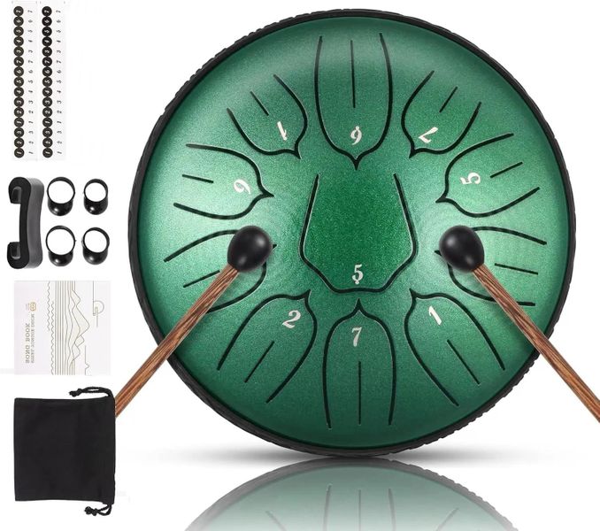 6-inch 11-note D Tuning Gong, Yoga Meditation Percussion InstrumentGreen