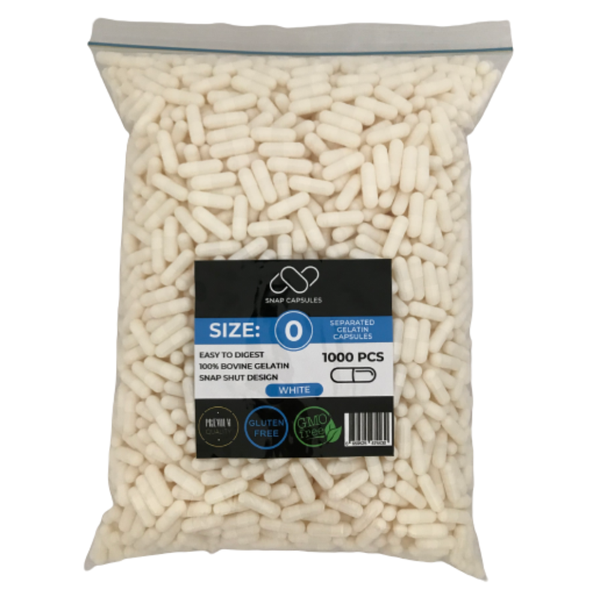 1000 Separated Empty Capsules Size 0 - White Gelatin Capsules